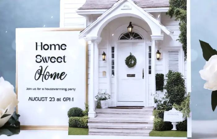 Elegant Floral 3D Housewarming Invitation Slideshow